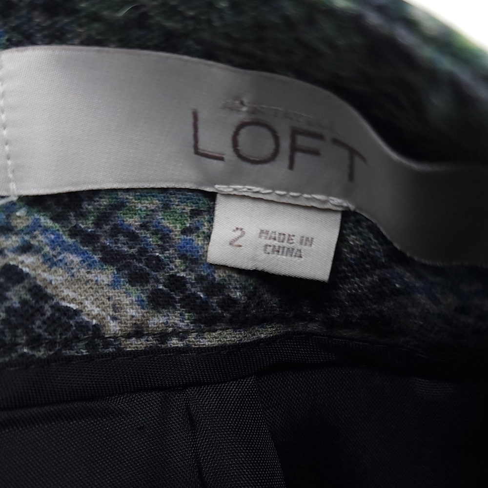 Loft Blue Green Snakeskin Print Cotton Skirt Sz 2 - Picture 2 of 8
